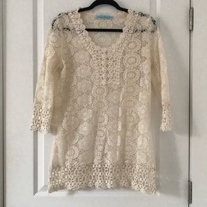 Crochet ivory swim cover up 👙 ☀️